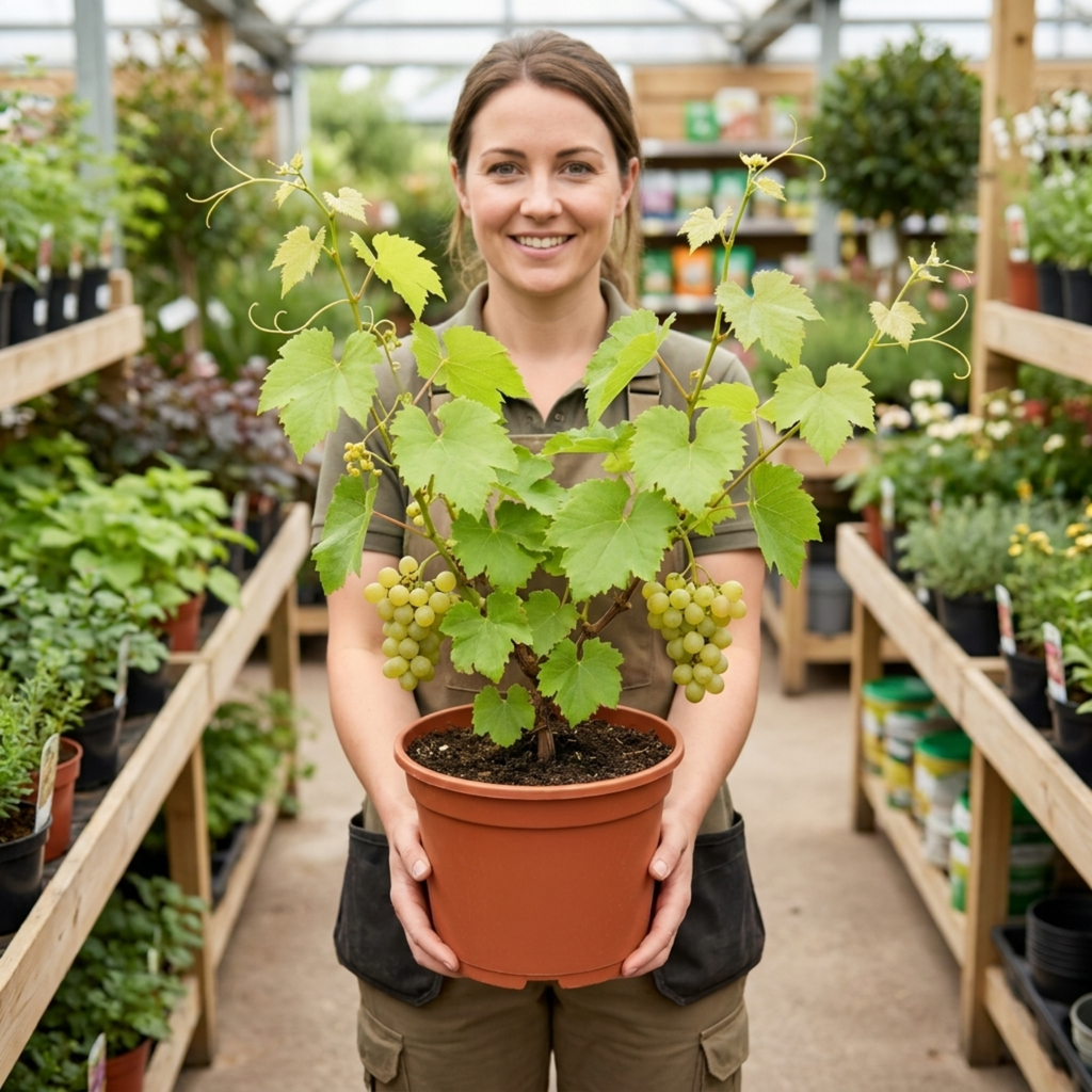 Superior ‘Seedless White Grape Vine’ — Hardy Deciduous Climbing Vine, 3L Pot