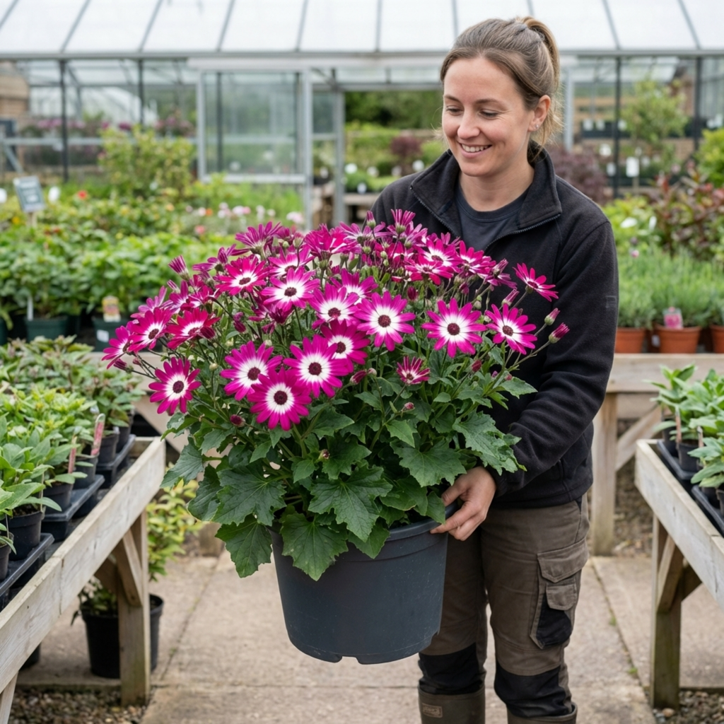 Senetti ‘Pink Bicolour Live Flowering’ — Bedding Plant, Bee-Friendly, 6.5L Pot
