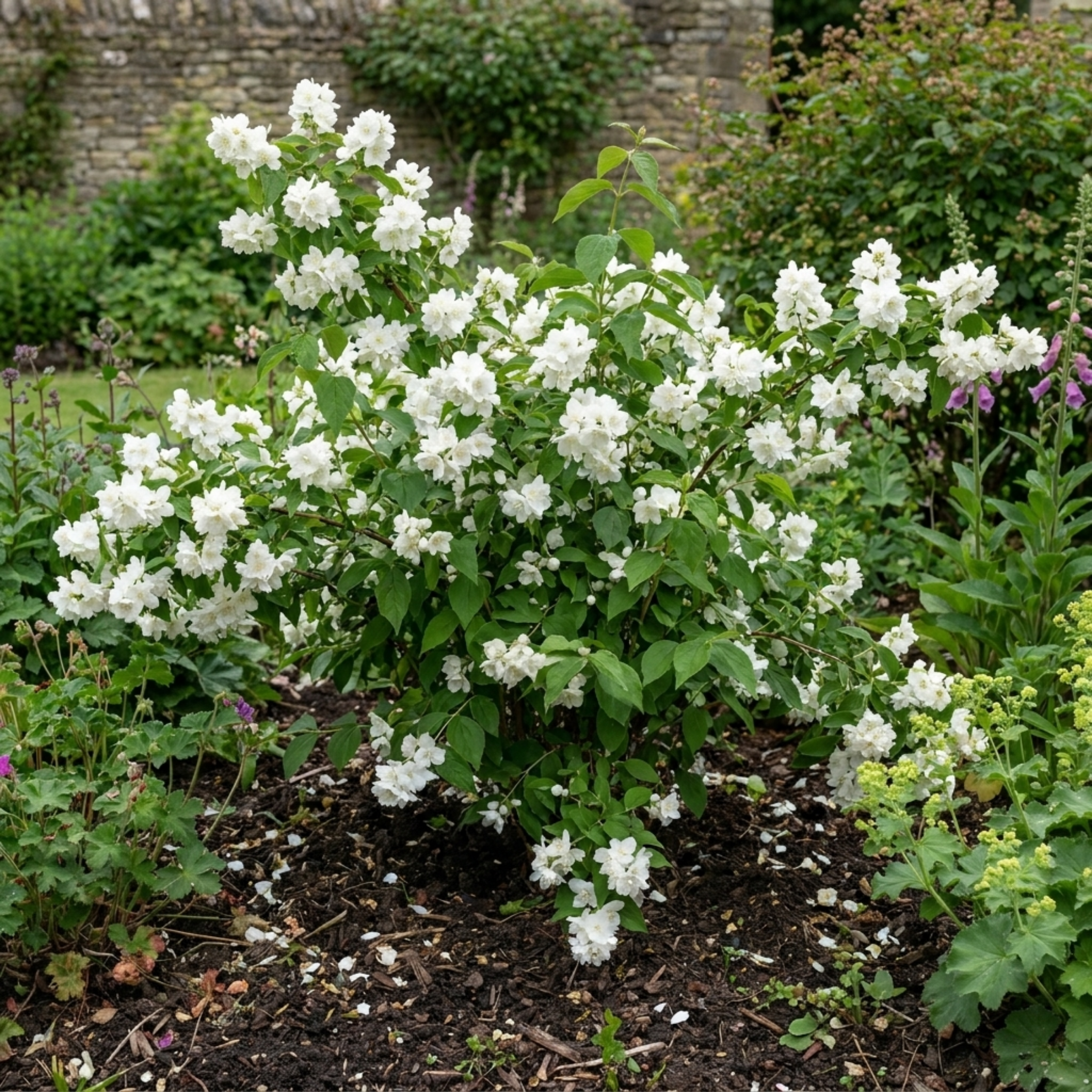Philadelphus ‘Virginal Mock Orange’ — Hardy Deciduous Shrub, Bee-Friendly, 2L Pot