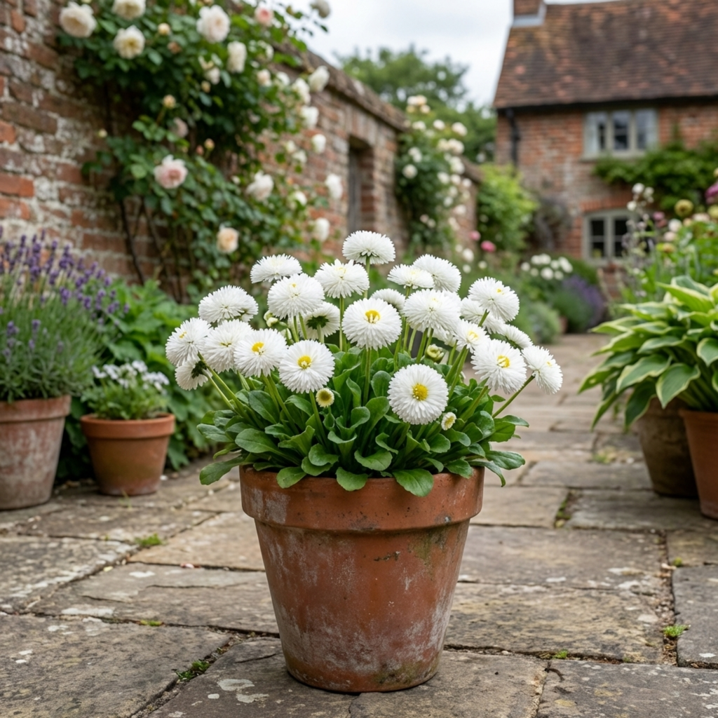 Bellis ‘Habanera White’ — Hardy Perennial, Bee-Friendly, 2L Pot
