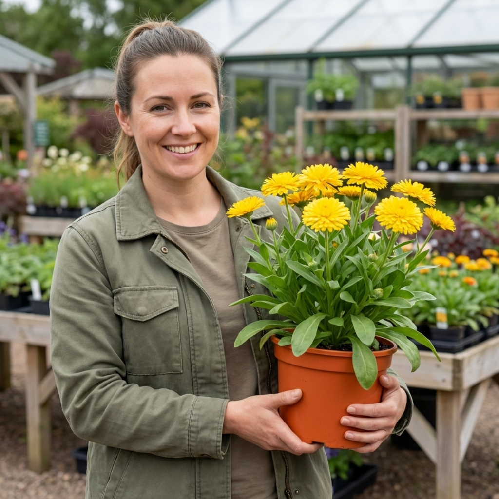 Calendula ‘Fiesta Yellow Pot Marigold’ — Hardy Annual, Bee-Friendly, 2L Pot