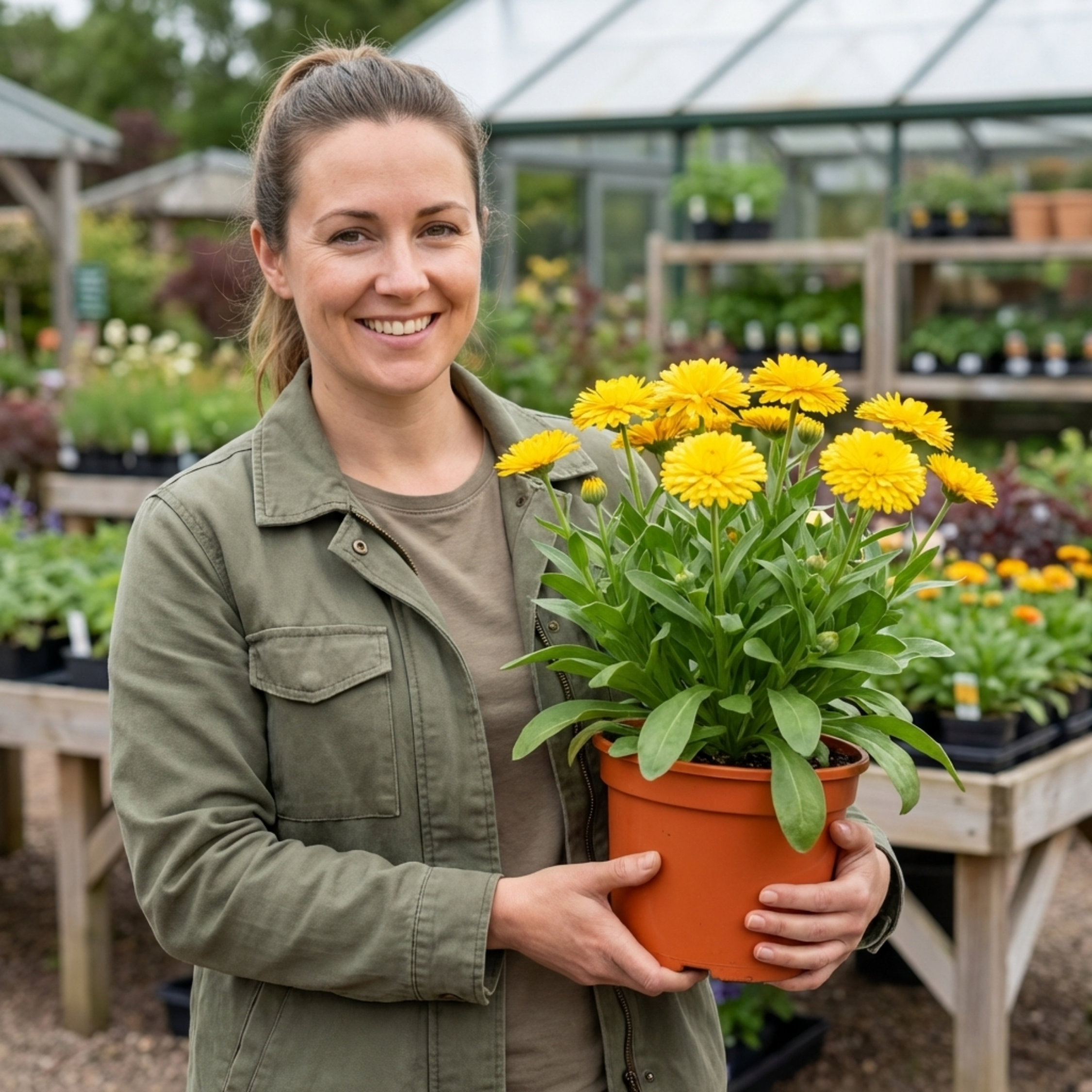 Calendula ‘Fiesta Yellow Pot Marigold’ — Hardy Annual, Bee-Friendly, 2L Pot
