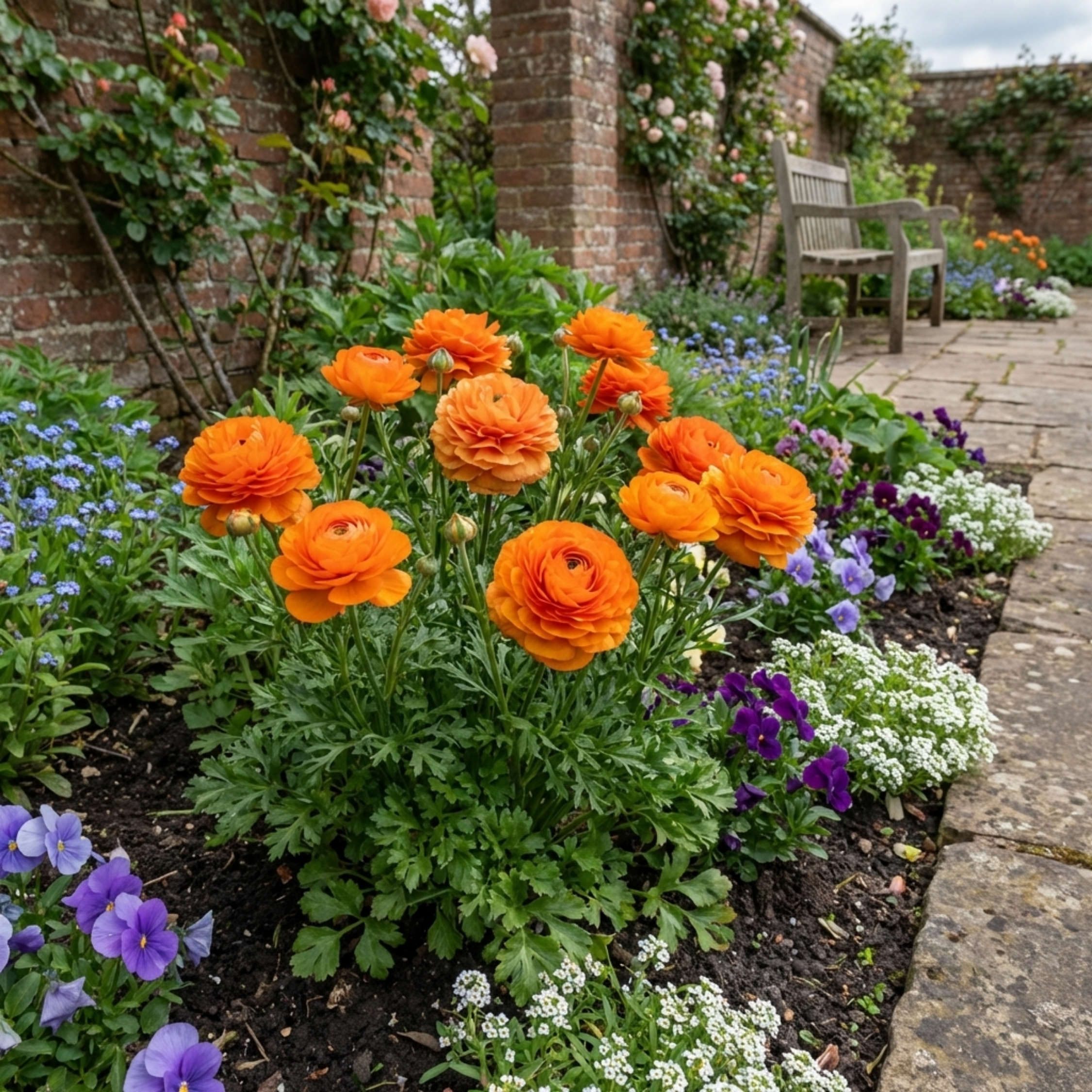 Ranunculus ‘Vortex Orange’ — Hardy Perennial (tuberous), Bee-Friendly, 1L Pot (Set of 3 or 6)