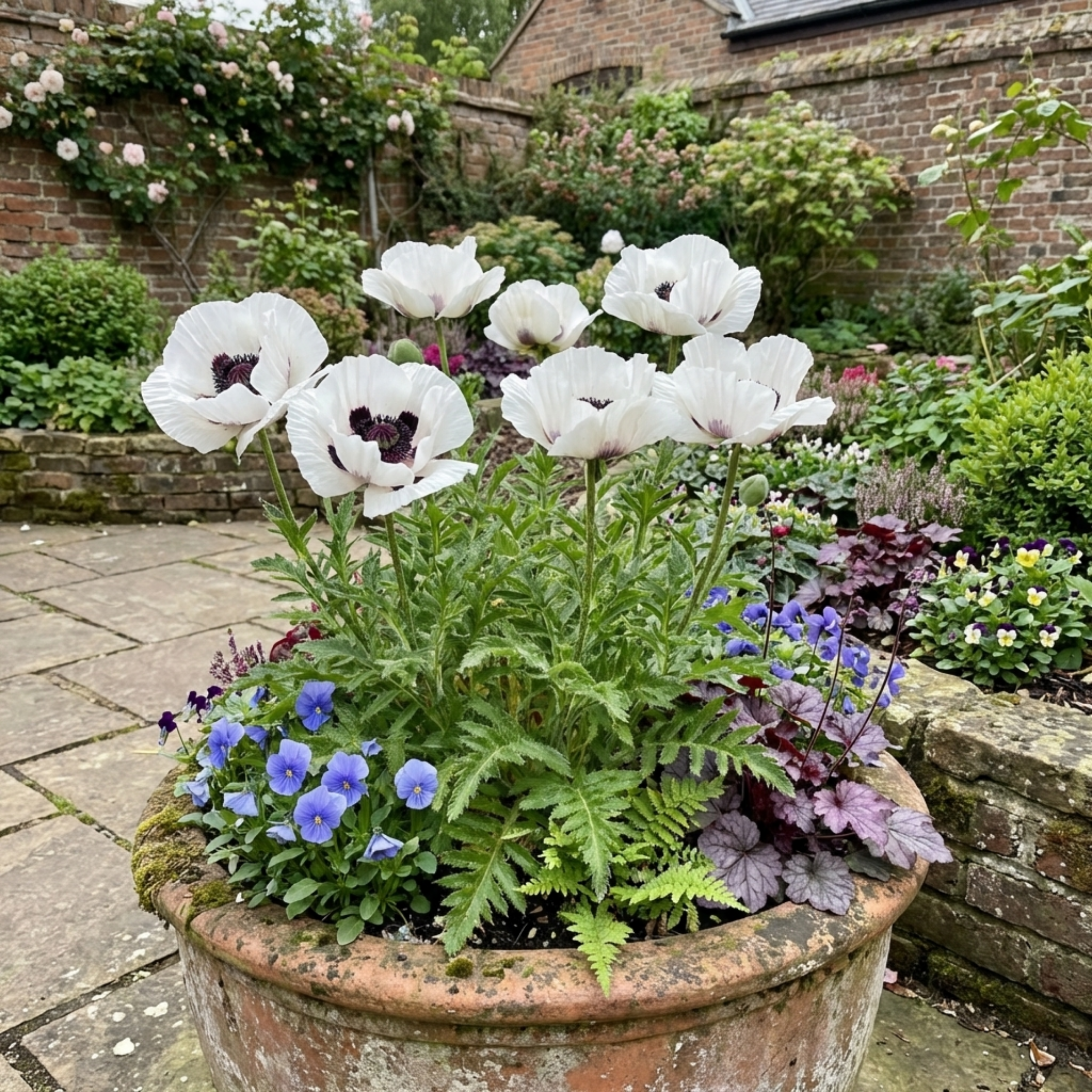 Papaver ‘Orientale Royal Wedding Poppy’ — Hardy Perennial, Bee-Friendly, 1L Pot (Set of 3 or 6)