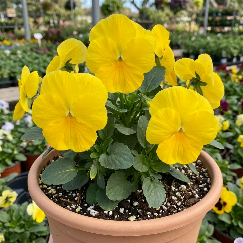 Pansy ‘Delta Pro Clear Yellow’ — Bedding Plant, Bee-Friendly, 3L Pot