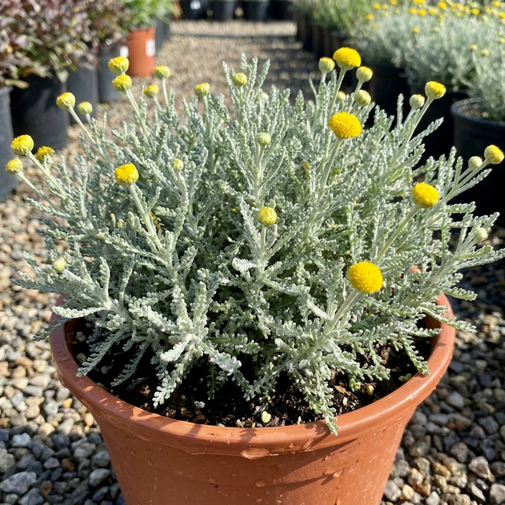 Santolina ‘Chamaecyparissus Cotton Lavender’ — Hardy Evergreen Shrub, Bee-Friendly, 2L Pot