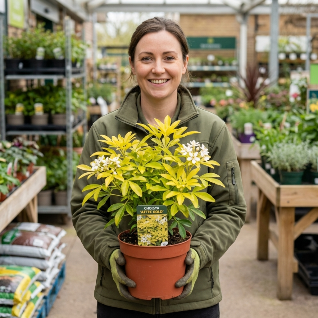 Choisya ‘Aztec Gold’ — Hardy Evergreen Shrub, Bee-Friendly, 3L Pot