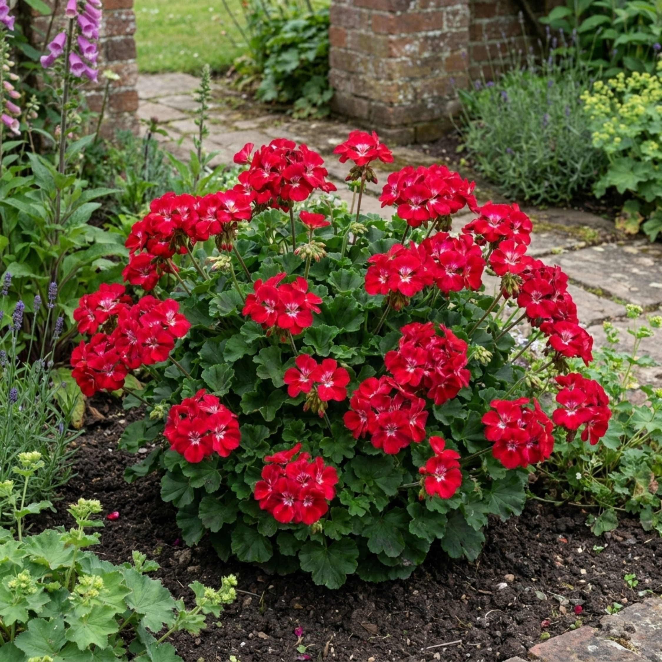 Pelargonium ‘Calliope M Red Splash’ — Half-hardy Perennial (often Grown As An Annual), Bee-Friendly, 5L Pot