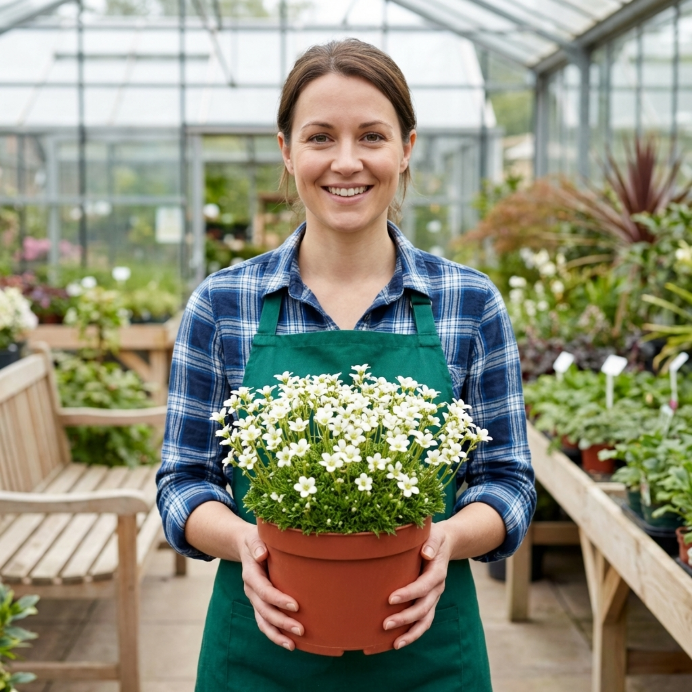 Saxifrage ‘Marto White Mossy Alpine’ — Hardy Evergreen Alpine Perennial, Bee-Friendly, 1L Pot (Set of 3 or 6)