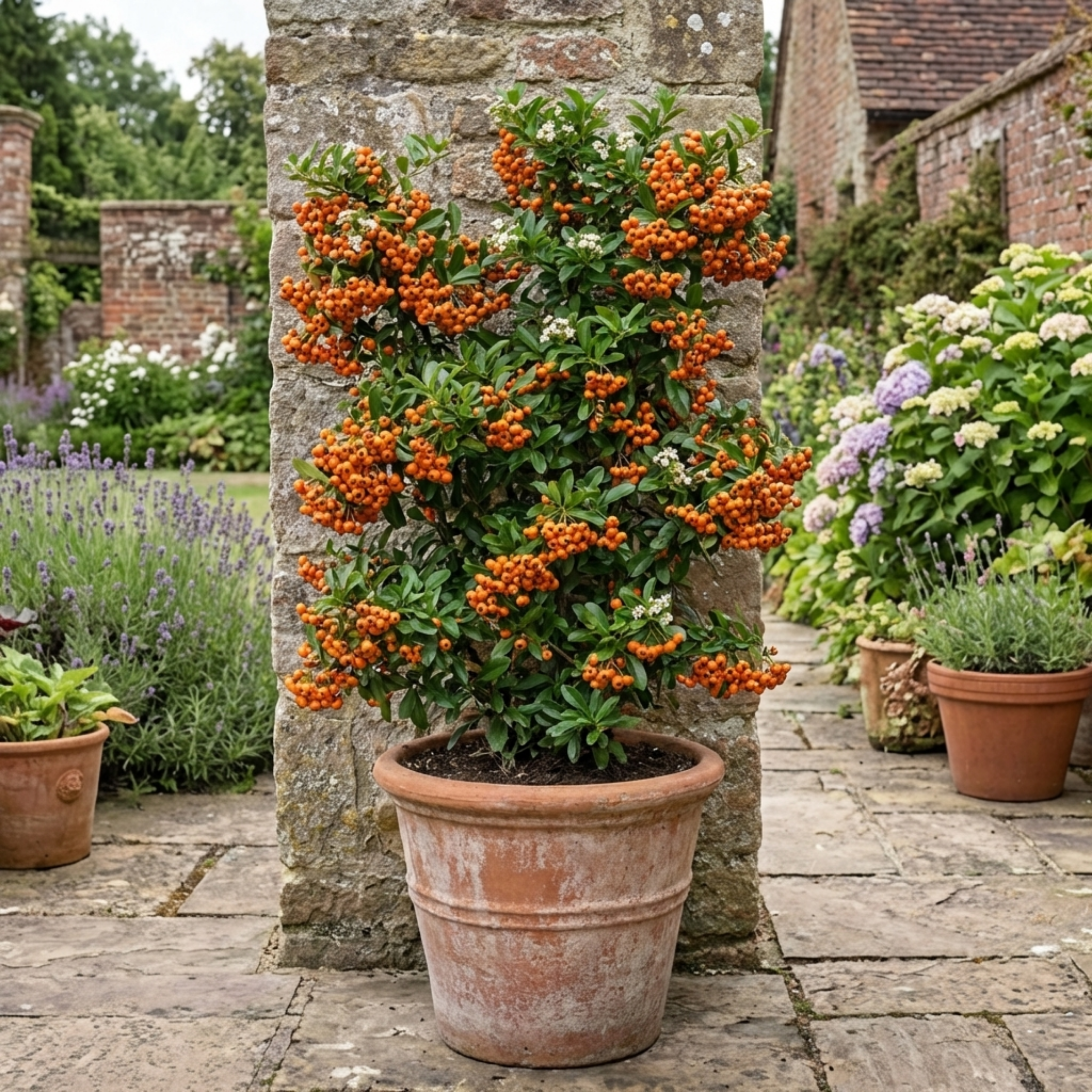 Pyracantha ‘Saphyr Orange Firethorn’ — Evergreen Shrub, Bee-Friendly, 2L Pot