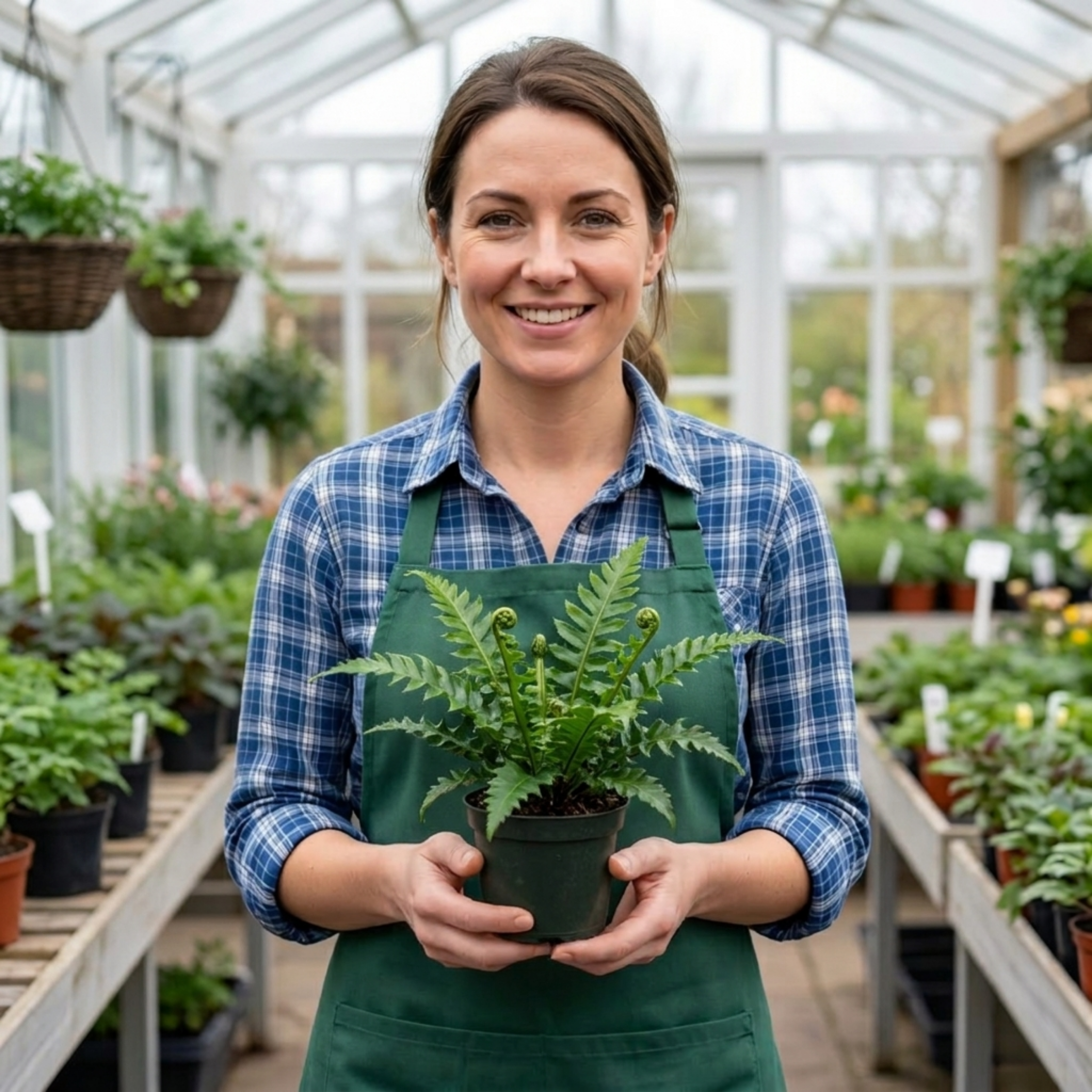 Polystichum braunii — Braun's Holly Fern, Hardy Evergreen, 1L Pot (Set of 6)