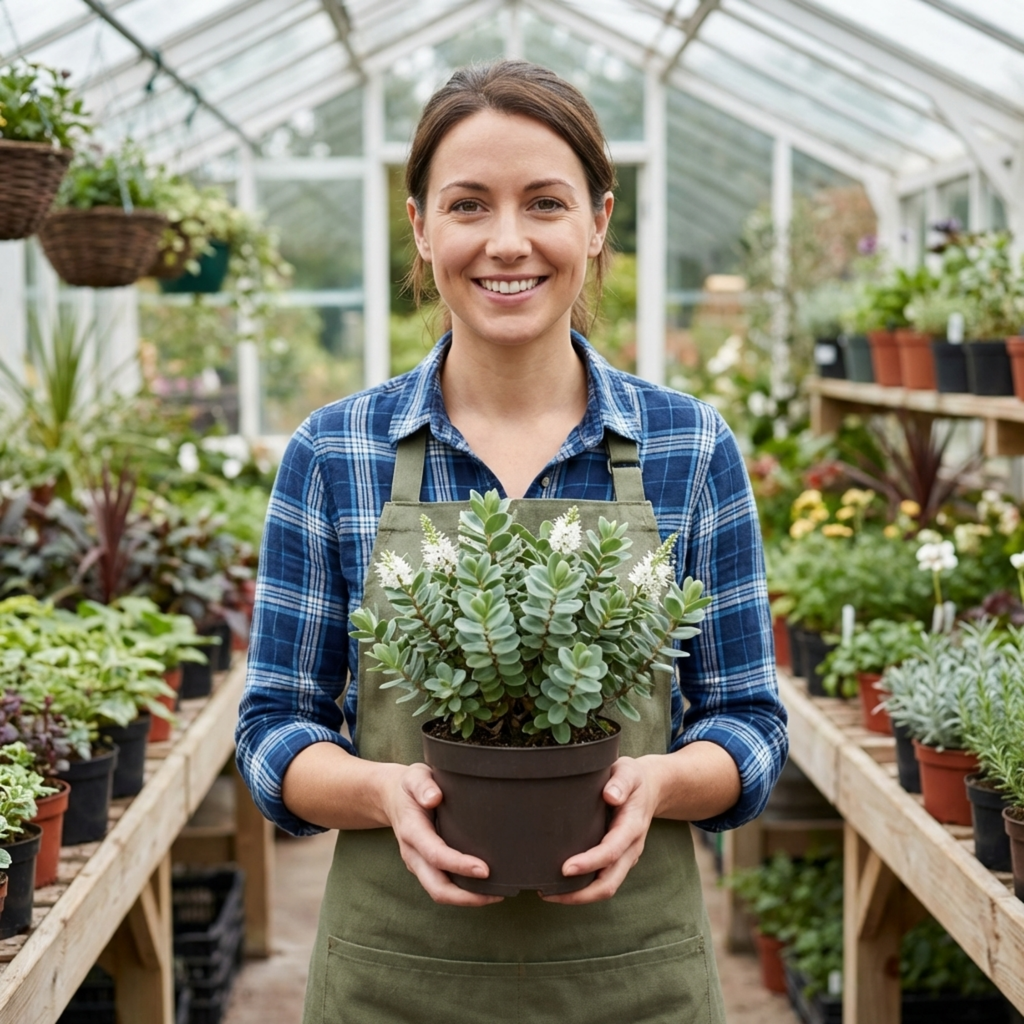 Hebe ‘Sutherlandii’ — Hardy Evergreen Shrub, Bee-Friendly, 1L Pot (Set of 3 or 6)
