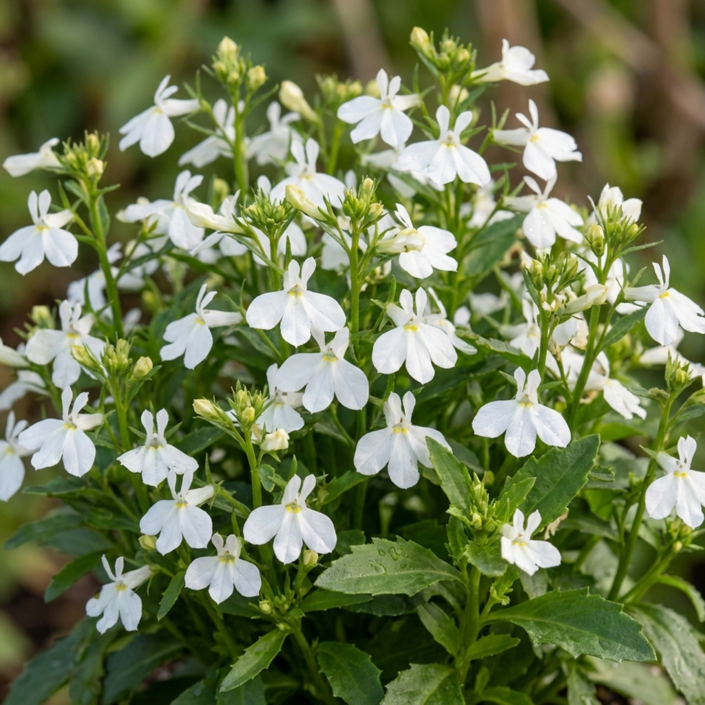 Lobelia 'Upright Sweet Springs White' — Half-Hardy Annual, Bee-Friendly, 10.5cm Pot (Set of 3 or 6)