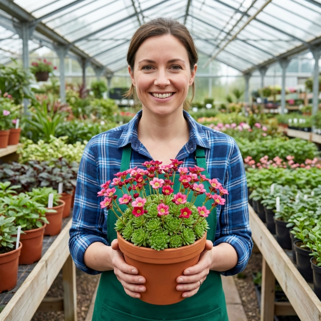 Saxifrage ‘Marto Rose’ — Hardy Evergreen Alpine Perennial, Bee-Friendly, 1L Pot (Set of 3 or 6)