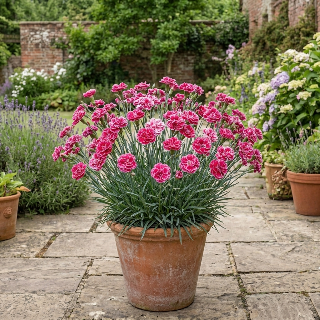 Dianthus ‘Sugar Raspberry’ — Hardy Evergreen Perennial, Bee-Friendly, 17cm Pot