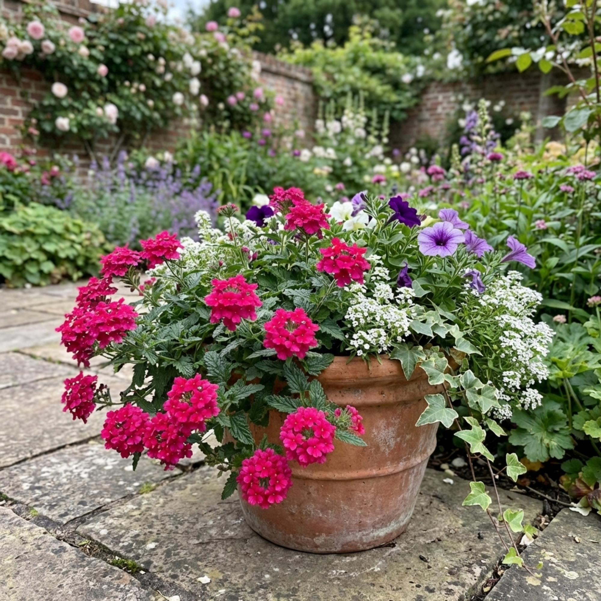 Verbena ‘Magelana Hot Rose’ — Half-hardy Annual (grown As Seasonal Bedding), Bee-Friendly, 10.5cm Pot (Set of 3 or 6)
