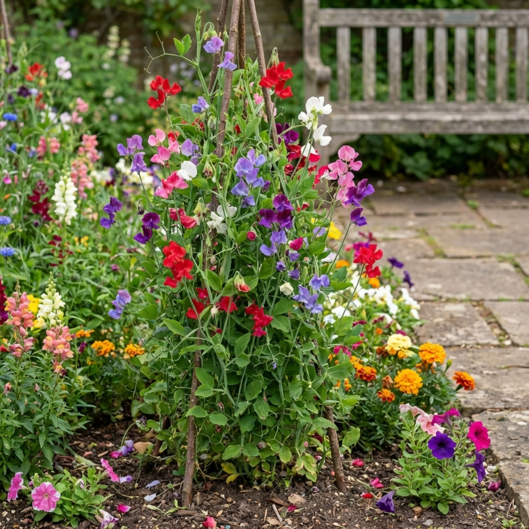 Sweet Pea 'Growers Colour Mix' — Hardy Annual Climber, Bee-Friendly, 10.5cm Pot (Set of 3 or 6)