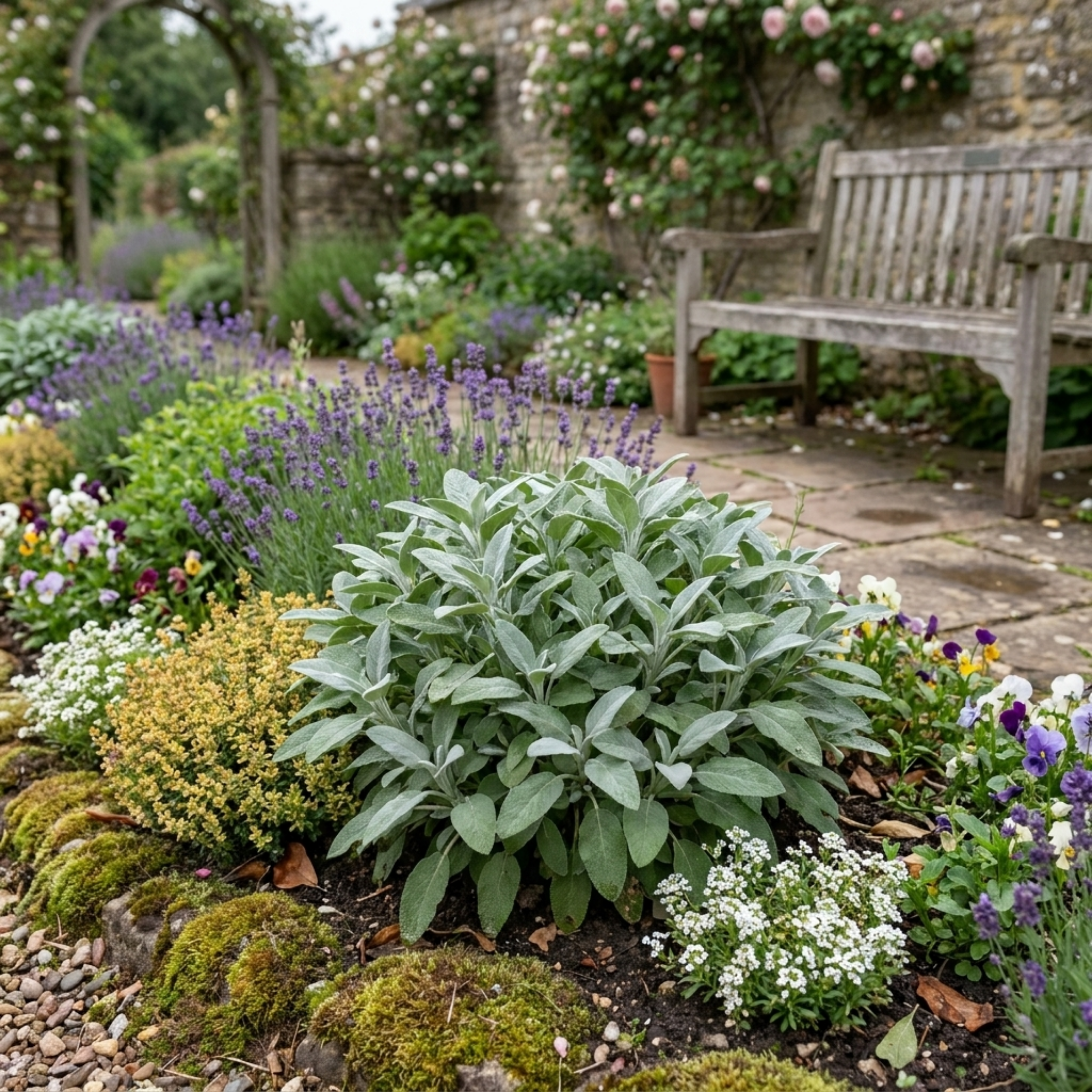 Salvia ‘Berggarten’ — Hardy Evergreen Perennial Subshrub, Bee-Friendly, 1L Pot (Set of 3 or 6)