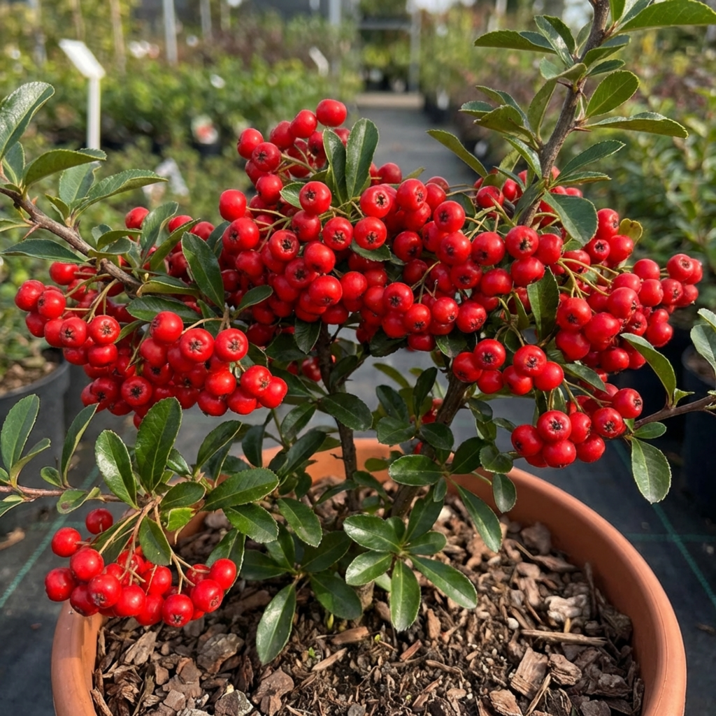 Pyracantha ‘Red Star Firethorn’ — Hardy Evergreen Shrub, Bee-Friendly, 3L Pot