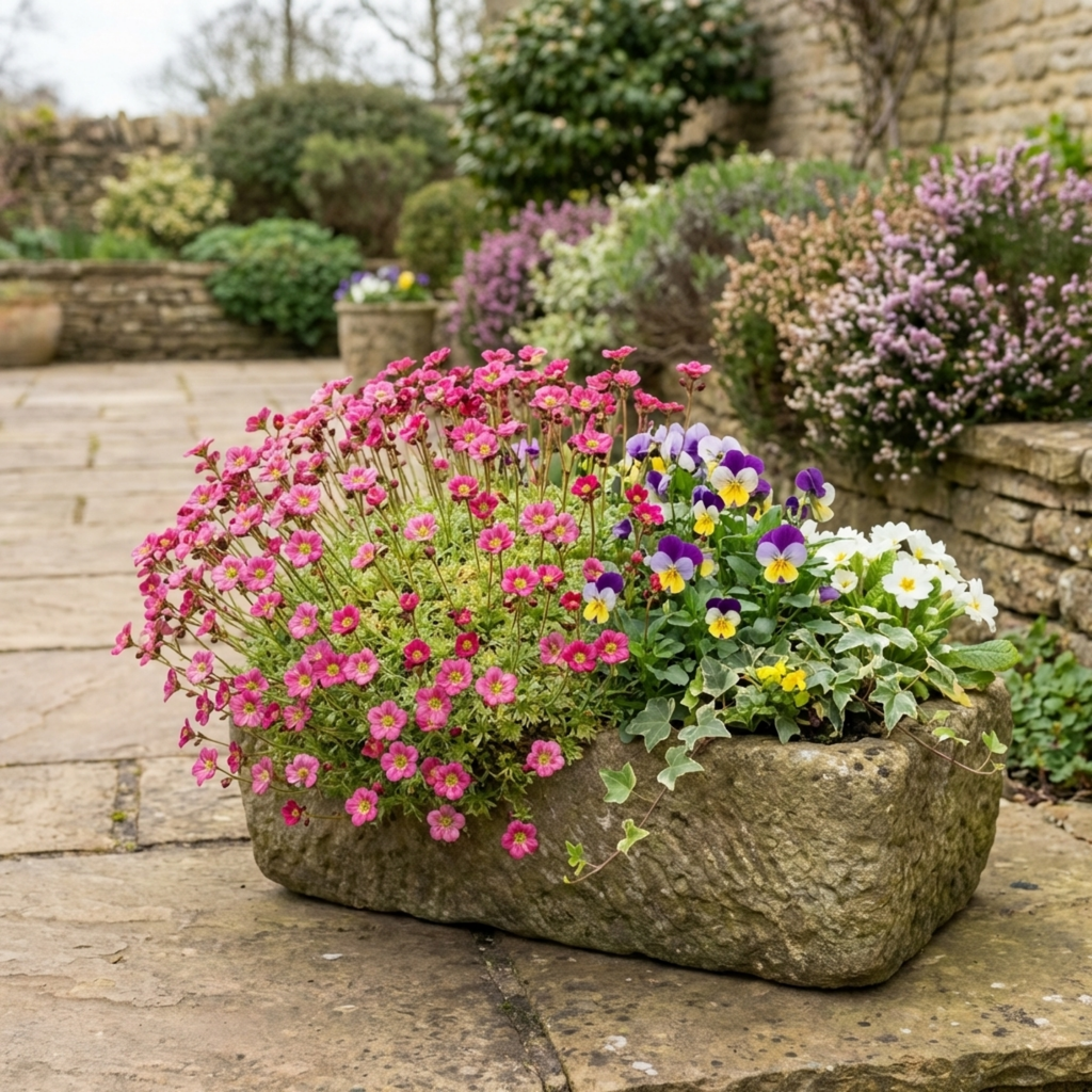 Saxifrage ‘Marto Rose’ — Hardy Evergreen Alpine Perennial, Bee-Friendly, 1L Pot (Set of 3 or 6)