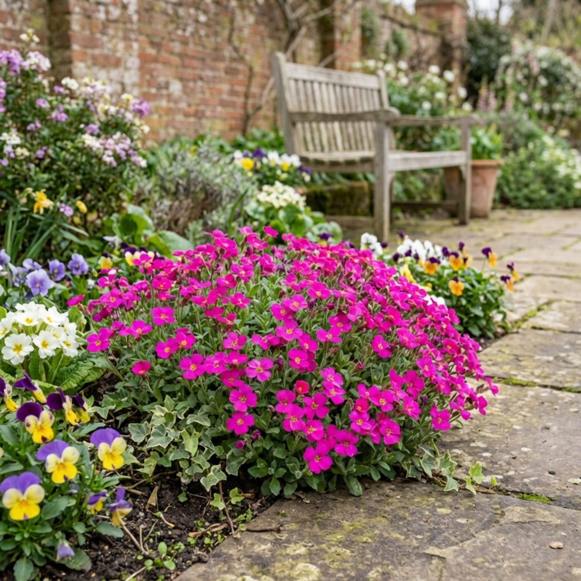 Aubrieta ‘Florado Neon Pink’ — Evergreen Alpine Perennial, 1L Pot (Set of 3 or 6)