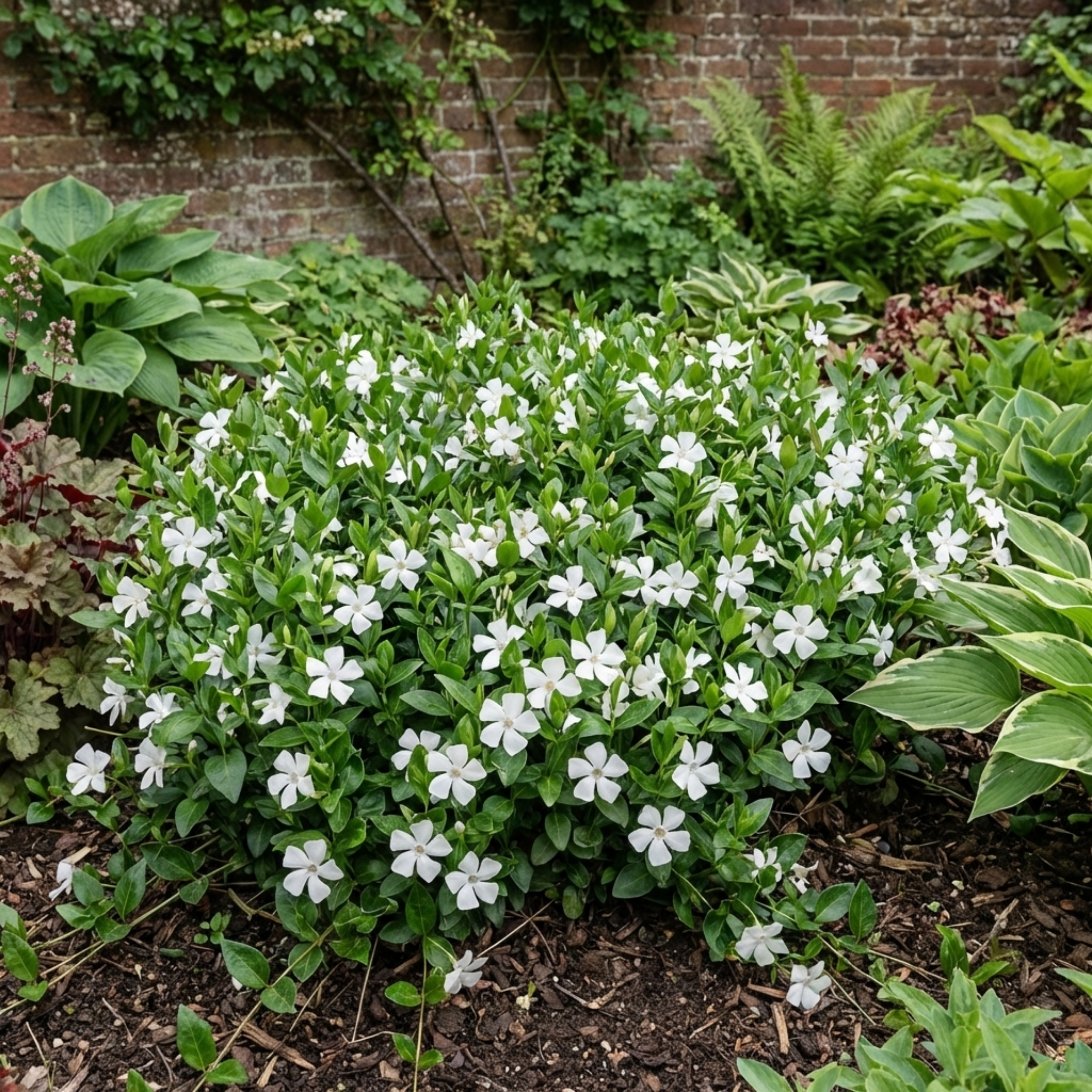 Vinca ‘Minor Gertrude Jekyll’ — Hardy Evergreen Perennial Ground Cover, 17cm Pot