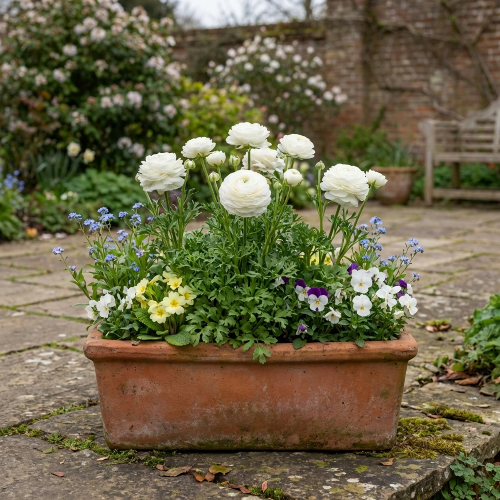Ranunculus ‘Vortex White’ — Tuberous Herbaceous Perennial, Bee-Friendly, 1L Pot (Set of 3 or 6)