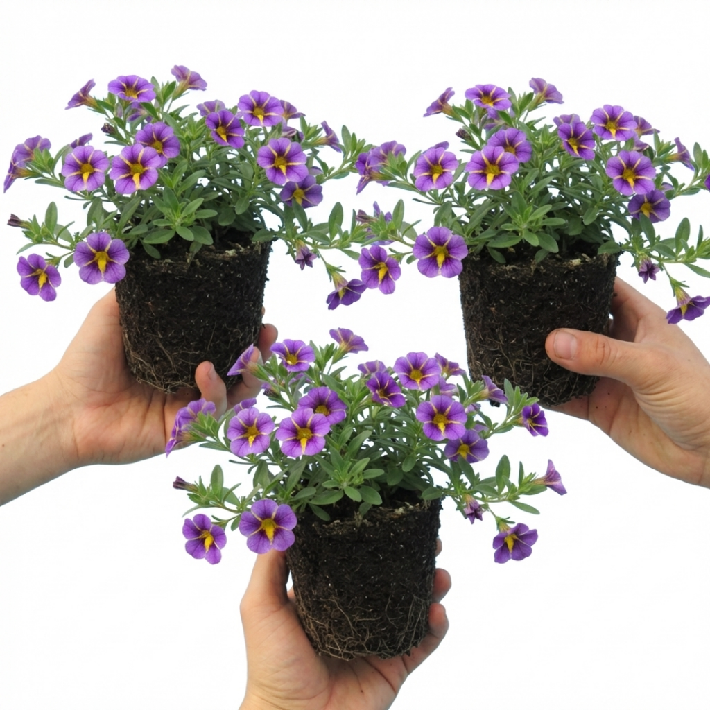 Calibrachoa ‘Bumble Bee Blue’ — Half-Hardy Trailing Annual, Bee-Friendly, 10.5cm Pot (Set of 3 or 6)