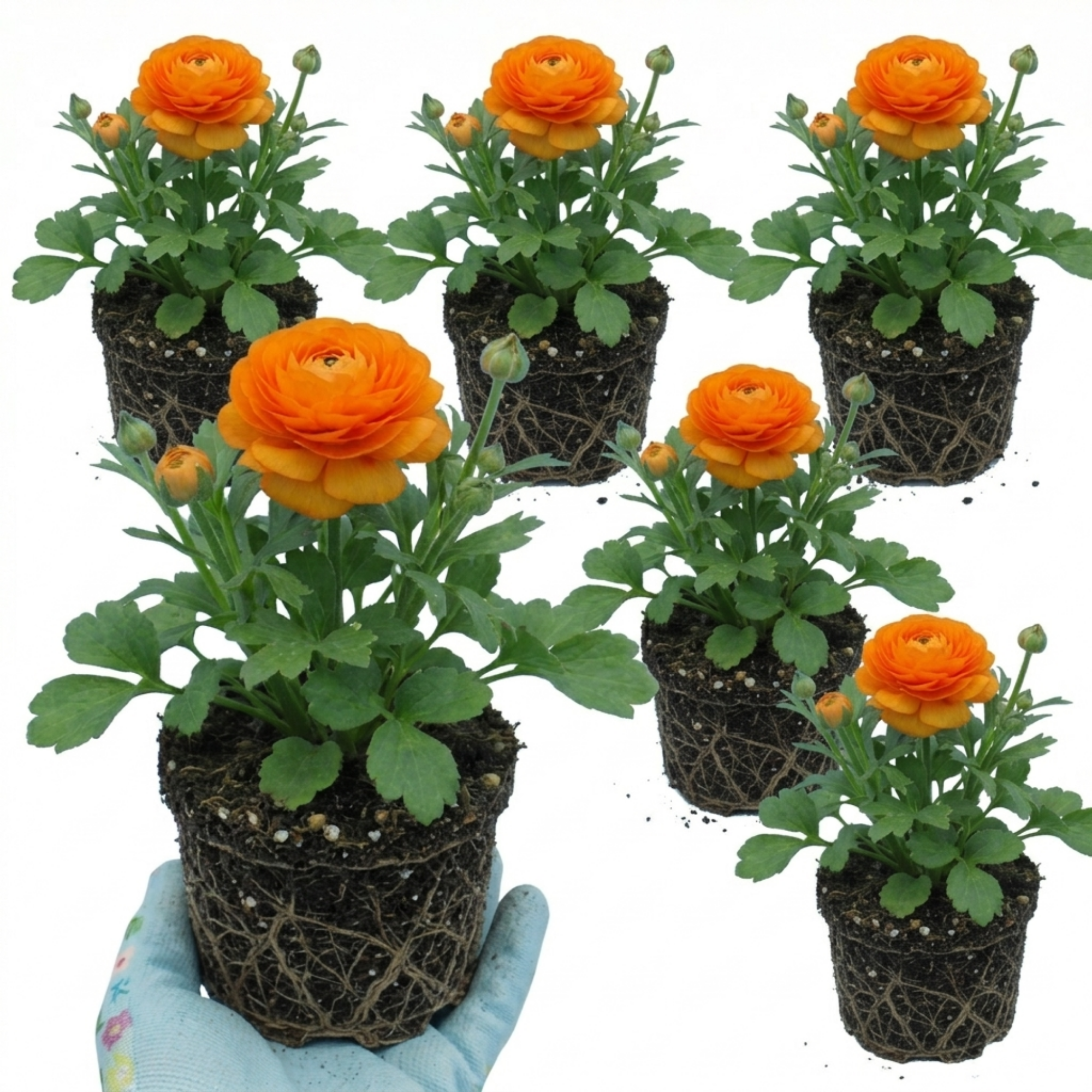 Ranunculus 'Vortex Orange' — Hardy Perennial, 10.5cm Pot (Set of 3 or 6)