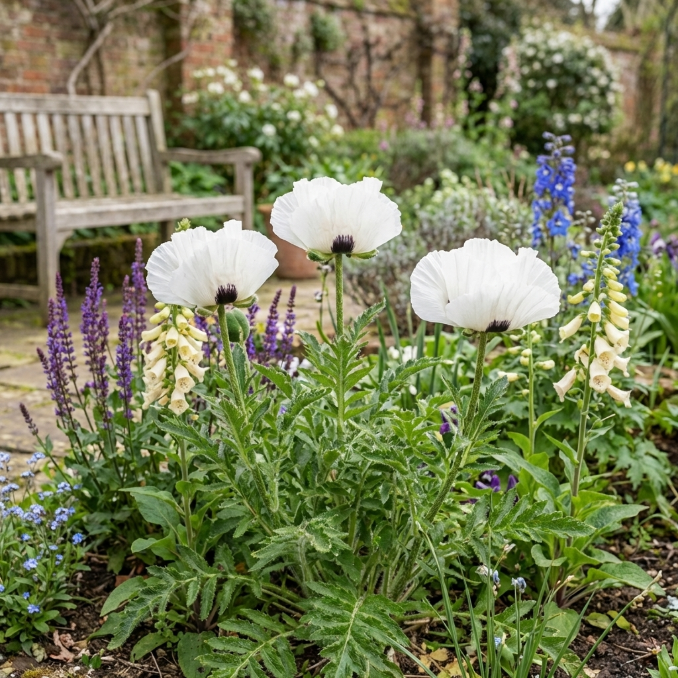 Papaver ‘Orientale Royal Wedding Poppy’ — Hardy Perennial, Bee-Friendly, 1L Pot