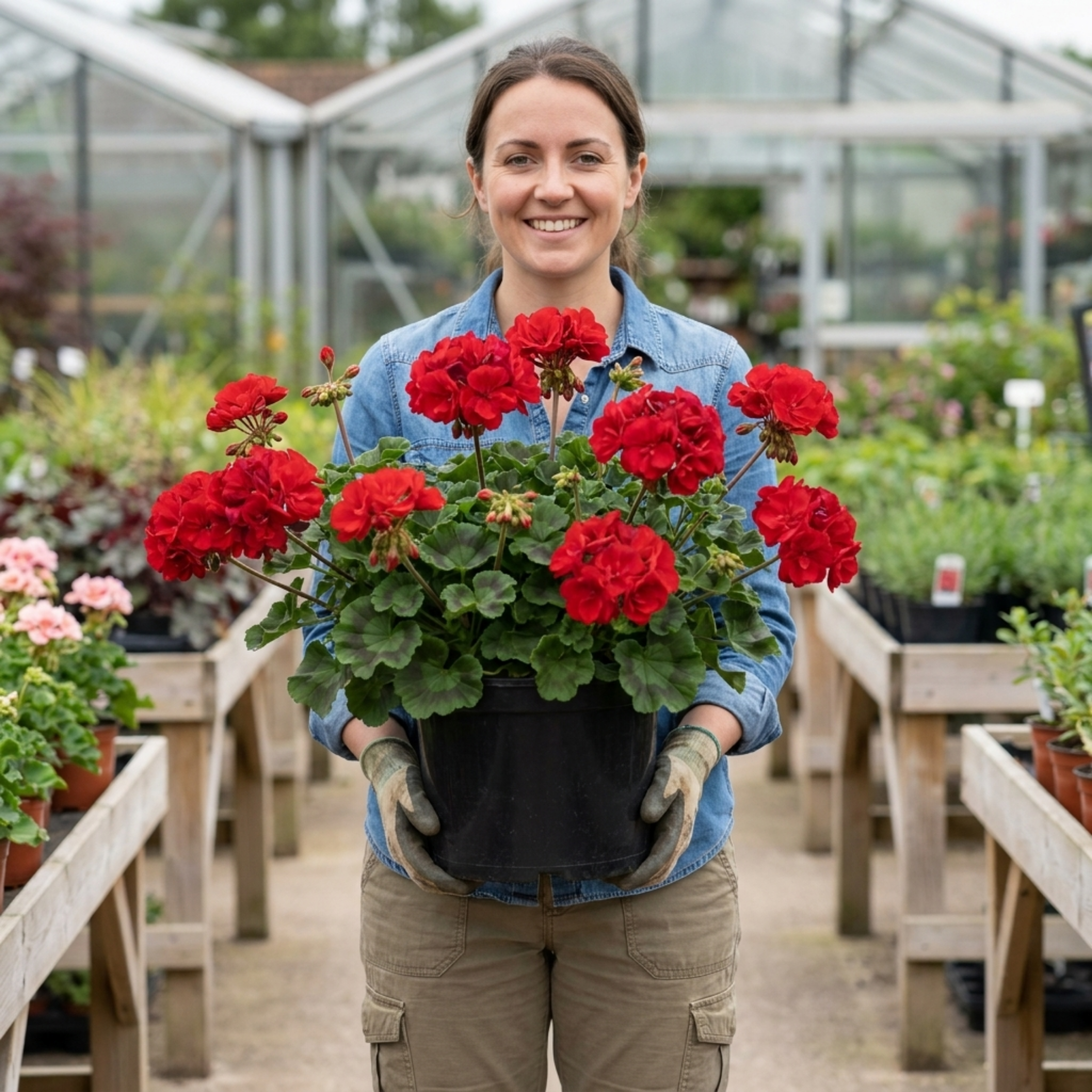 Pelargonium ‘Calliope M Scarlet Red’ — Tender Perennial (grown As An Annual in the Uk), Bee-Friendly, 5L Pot