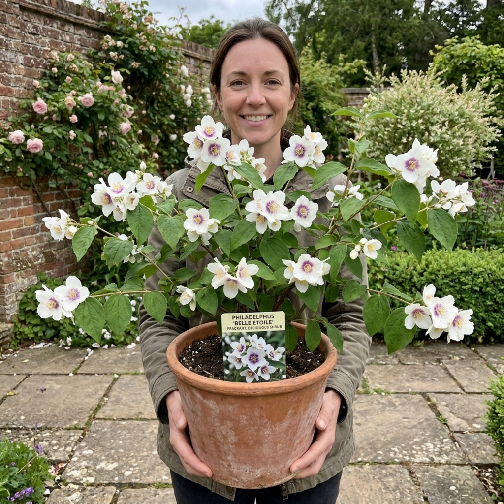 Philadelphus ‘Belle Etoile Mock Orange’ — Deciduous Shrub, Bee-Friendly, 3L Pot