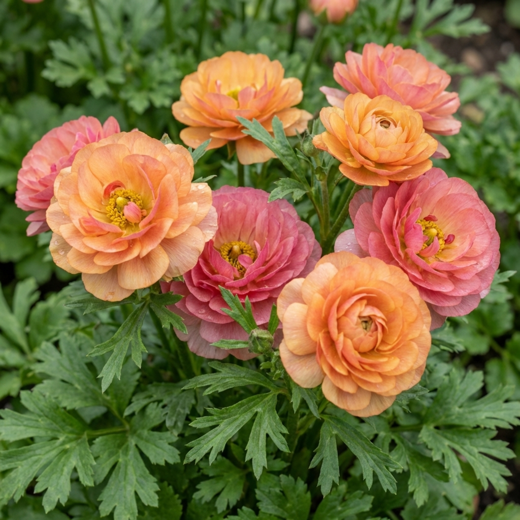 Ranunculus ‘Vortex Orange Pink’ — Tuberous Perennial, Bee-Friendly, 1L Pot (Set of 3 or 6)