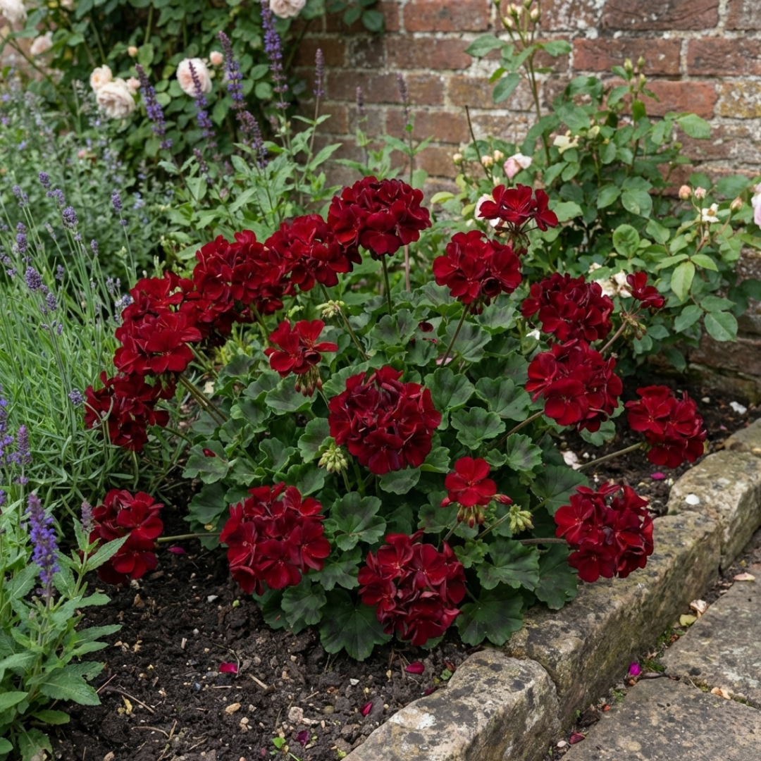 Pelargonium ‘Calliope Dark Red’ — Tender Perennial (grown as bedding), Bee-Friendly, 1L Pot