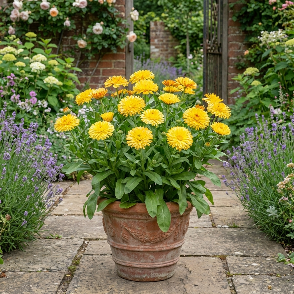 Calendula ‘Fiesta Yellow Pot Marigold’ — Hardy Annual, Bee-Friendly, 2L Pot