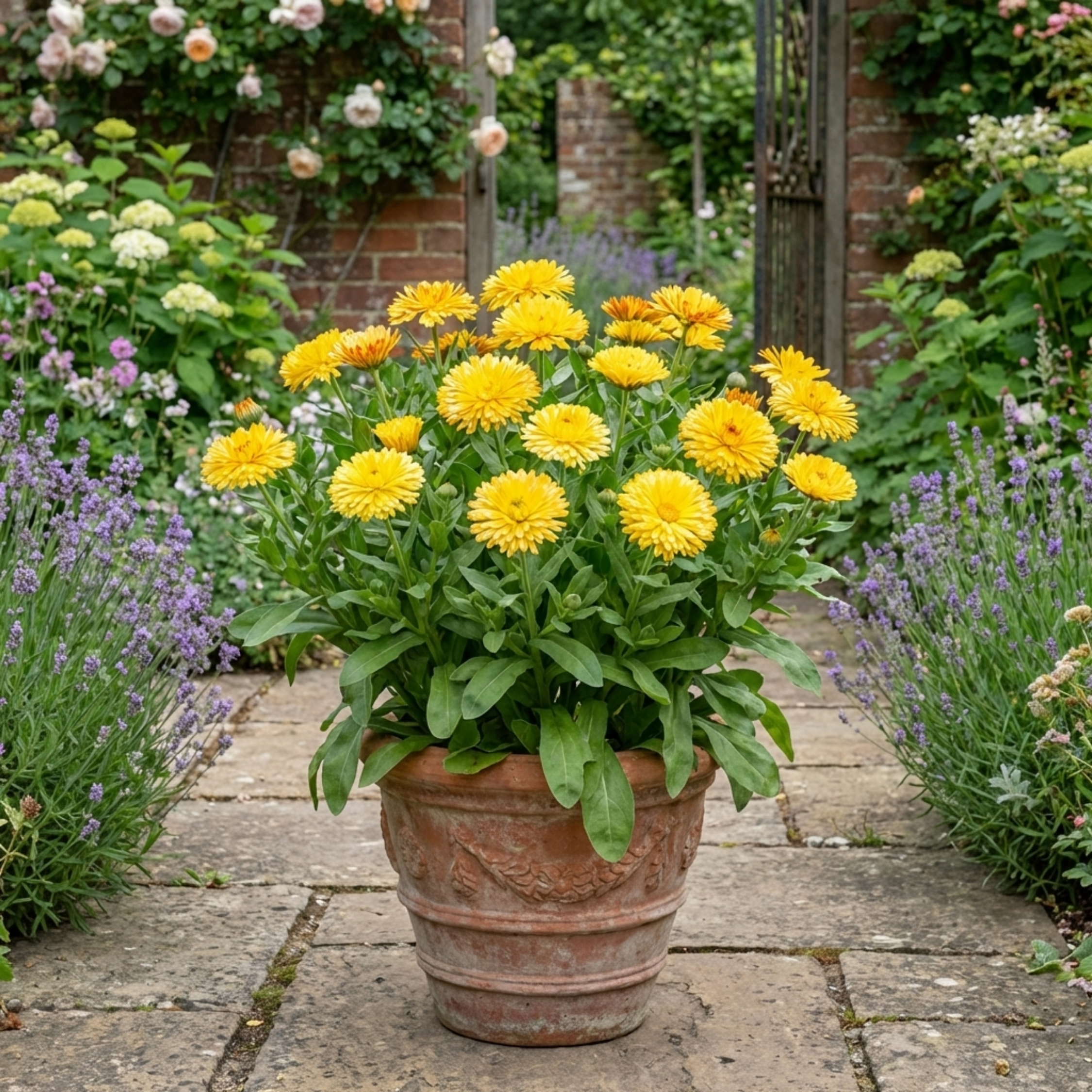 Calendula ‘Fiesta Yellow Pot Marigold’ — Hardy Annual, Bee-Friendly, 2L Pot