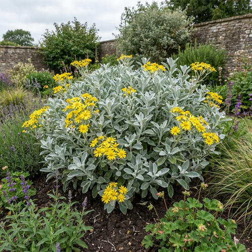 Brachyglottis ‘Sunshine’ — Evergreen Shrub, Bee-Friendly, 2L Pot