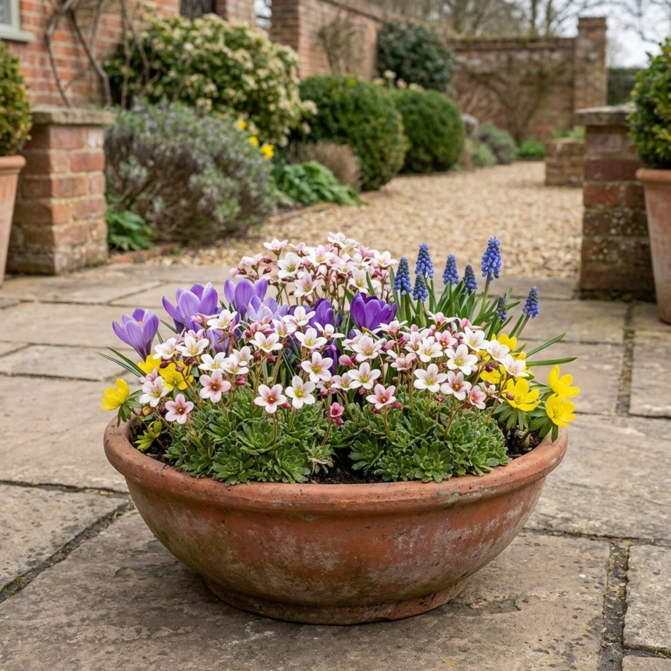 Saxifrage ‘Ice Colours Appleblossom’ — Hardy Evergreen Alpine Perennial, Bee-Friendly, 1L Pot (Set of 3 or 6)