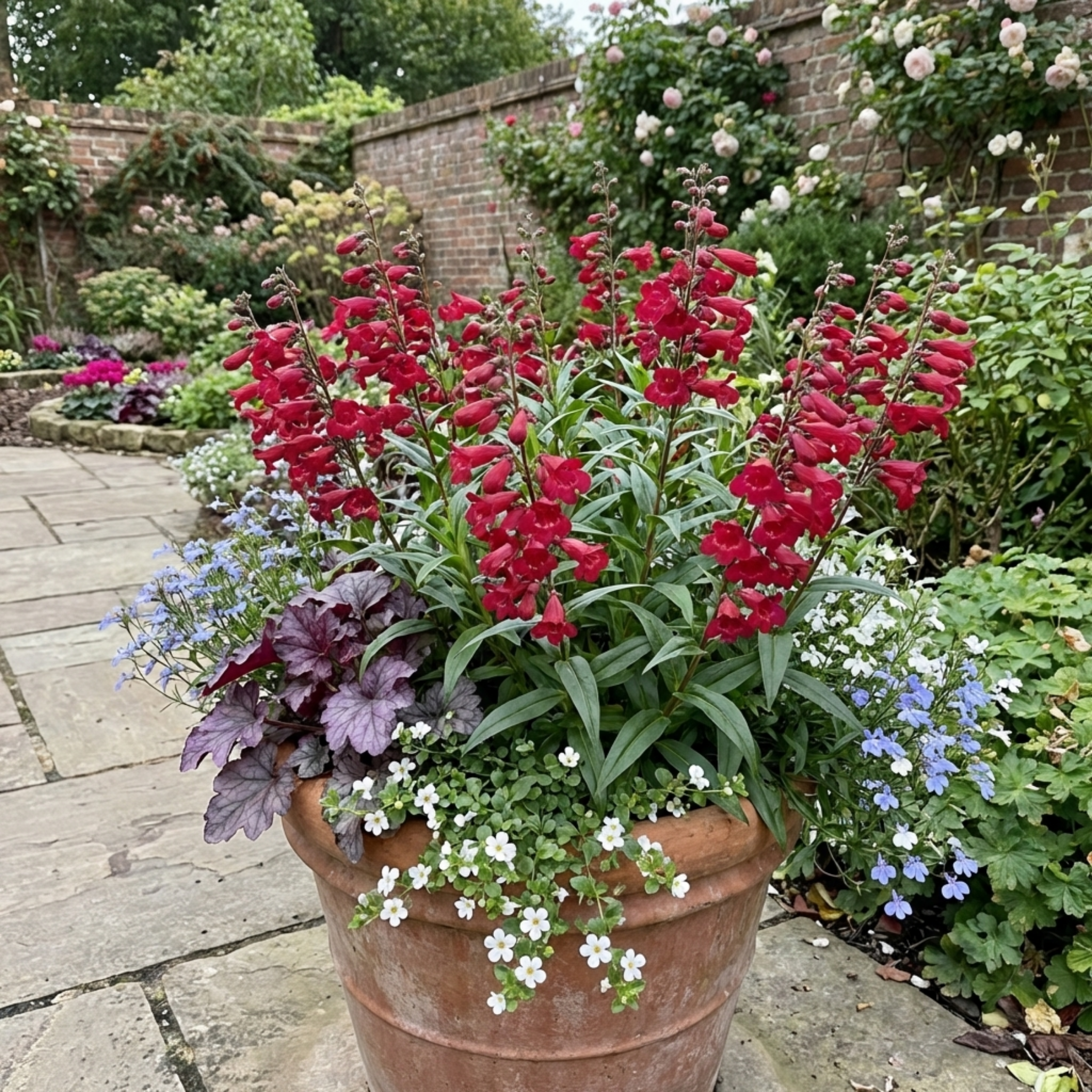 Penstemon ‘Red’ — Semi-evergreen Herbaceous Perennial, Bee-Friendly, 1L Pot (Set of 3 or 6)
