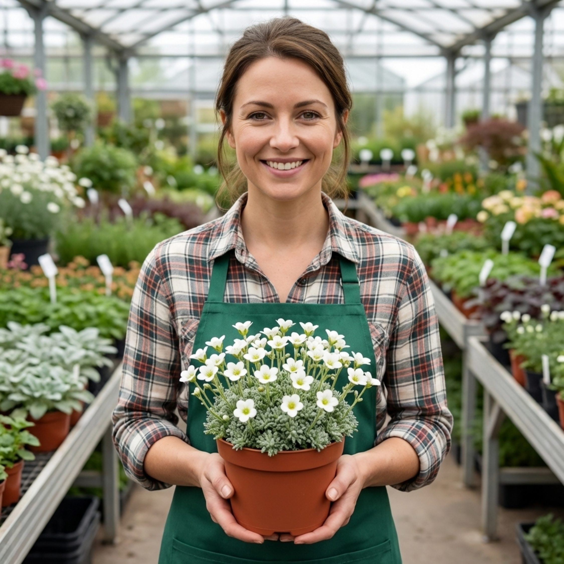Saxifraga ‘Ice Colours Pearl White’ — Hardy Evergreen Alpine Perennial, Bee-Friendly, 1L Pot (Set of 3 or 6)