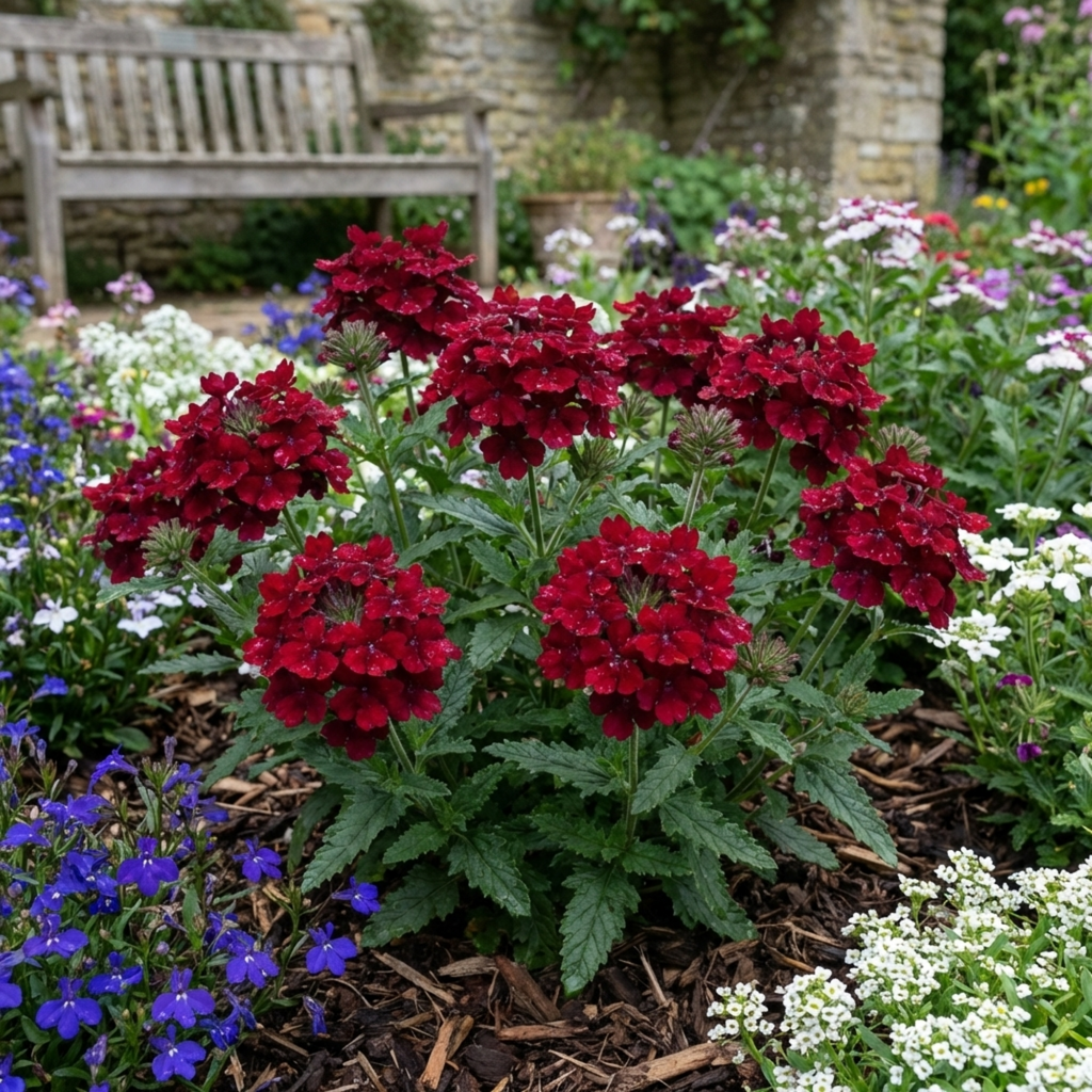 Verbena ‘Lanai Compact Deep Red’ — Half-hardy Annual, Bee-Friendly, 10.5cm Pot (Set of 3 or 6)
