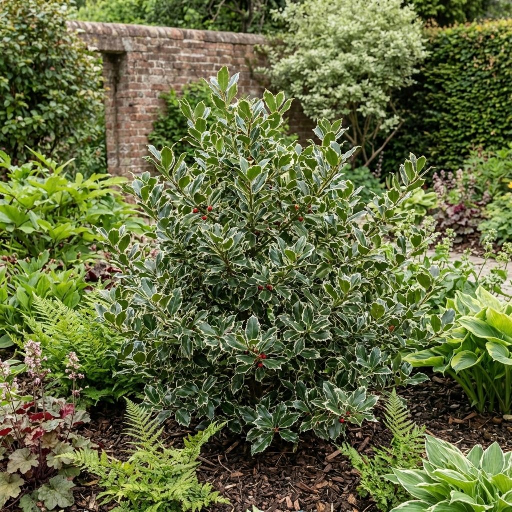 Ilex 'Argentea Marginata' — Silver Variegated Holly, Hardy Evergreen Shrub, 3L Pot