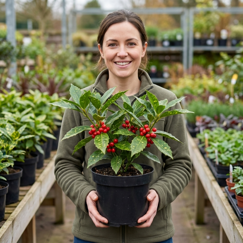 Aucuba ‘Japonica Rozannie’ — Evergreen Shrub, 3L Pot