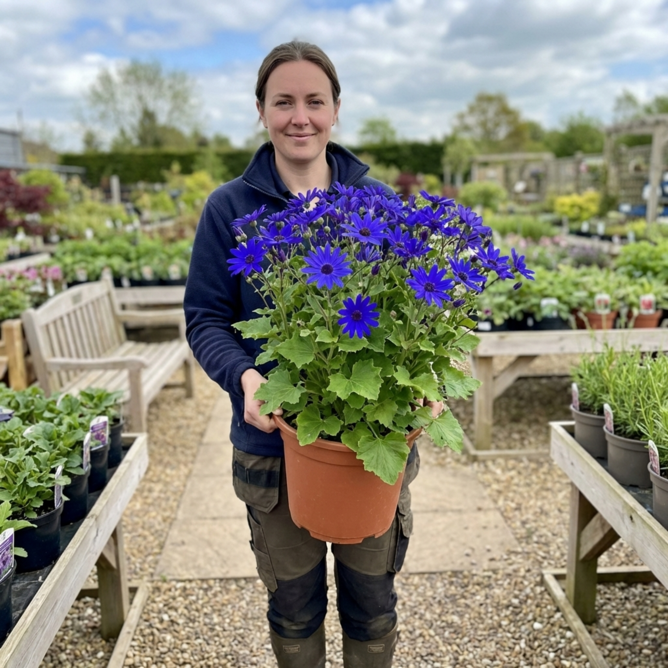 Senetti ‘Deep Blue Pericallis Flowering’ — Bedding Plant, Bee-Friendly, 6.5L Pot