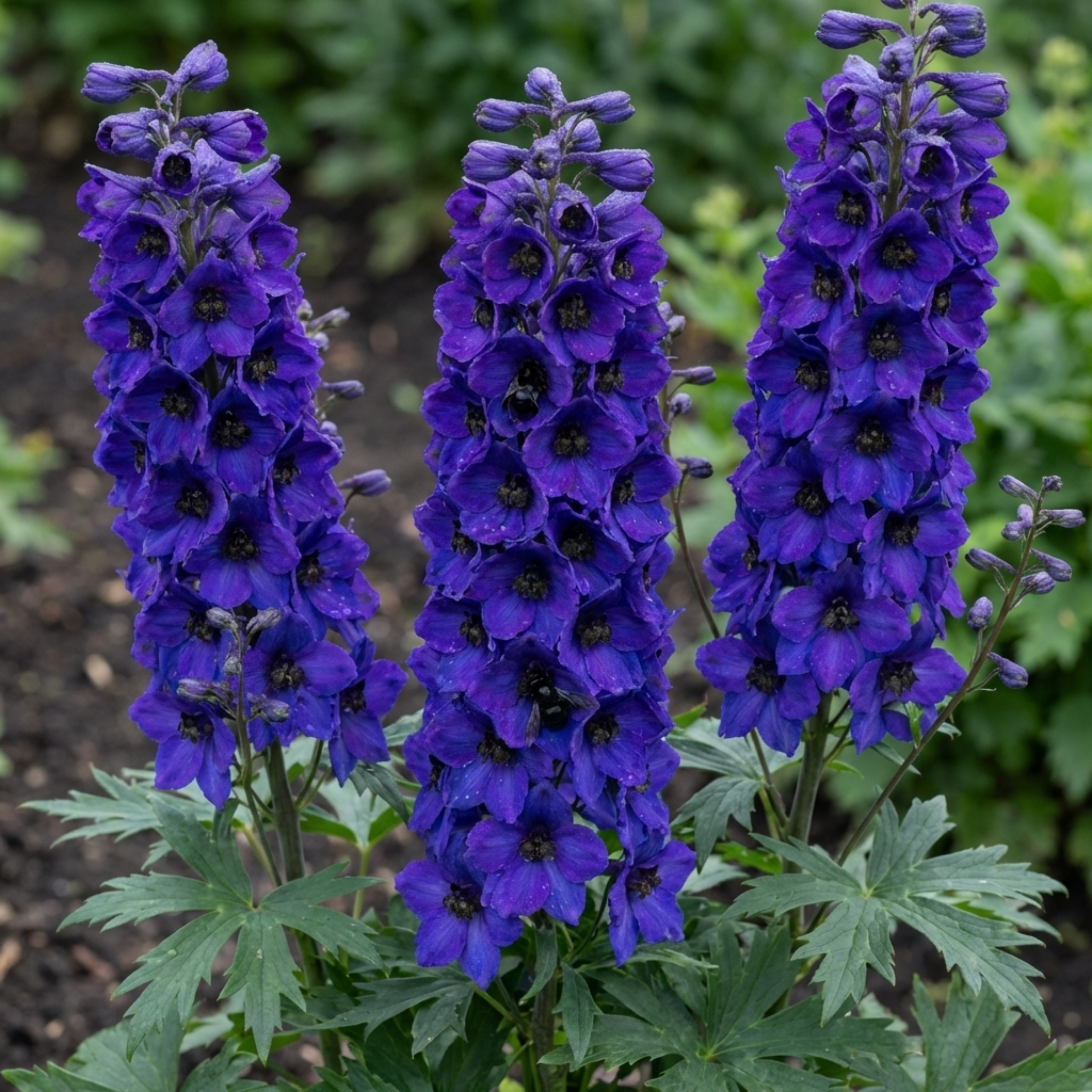 Delphinium ‘Pacific Giants Black Knight’ — Hardy Perennial, Bee-Friendly, 1L Pot (Set of 3 or 6)