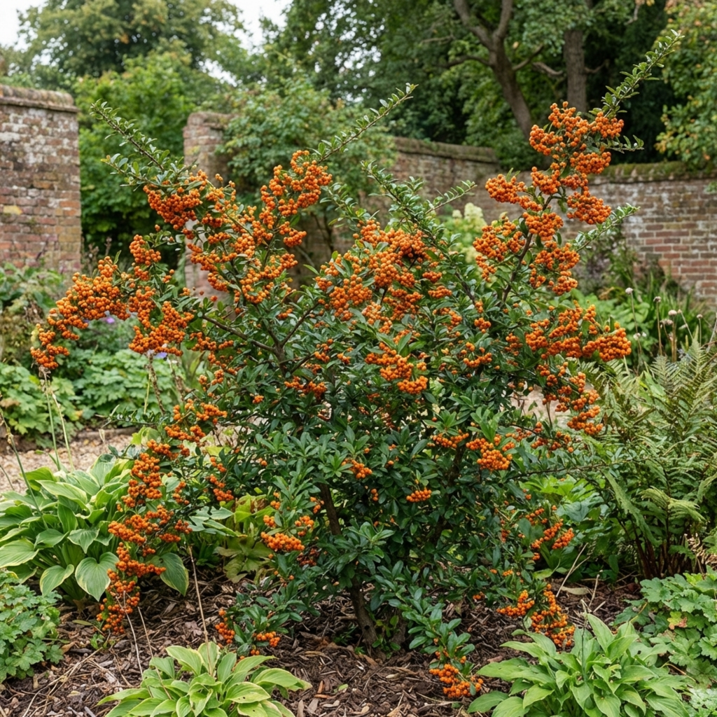 Pyracantha ‘Saphyr Orange Firethorn’ — Evergreen Shrub, Bee-Friendly, 2L Pot