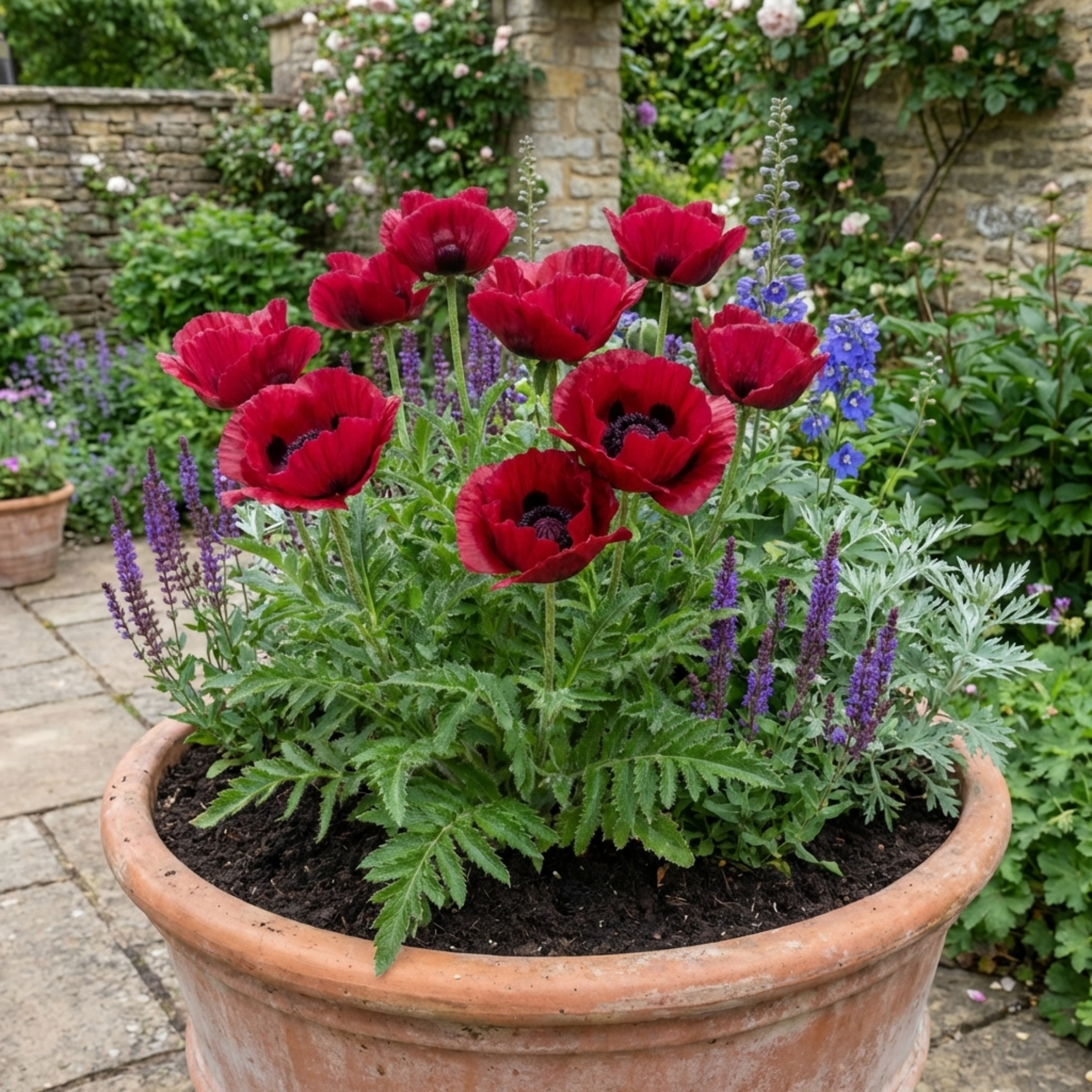 Papaver ‘Orientale Beauty of Livermere’ — Hardy Perennial, Bee-Friendly, 1L Pot (Set of 3 or 6)