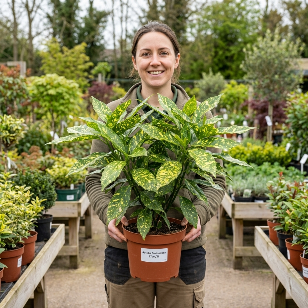 Aucuba ‘Japonica Crotonifolia Spotted Laurel’ — Evergreen Shrub, 2L Pot
