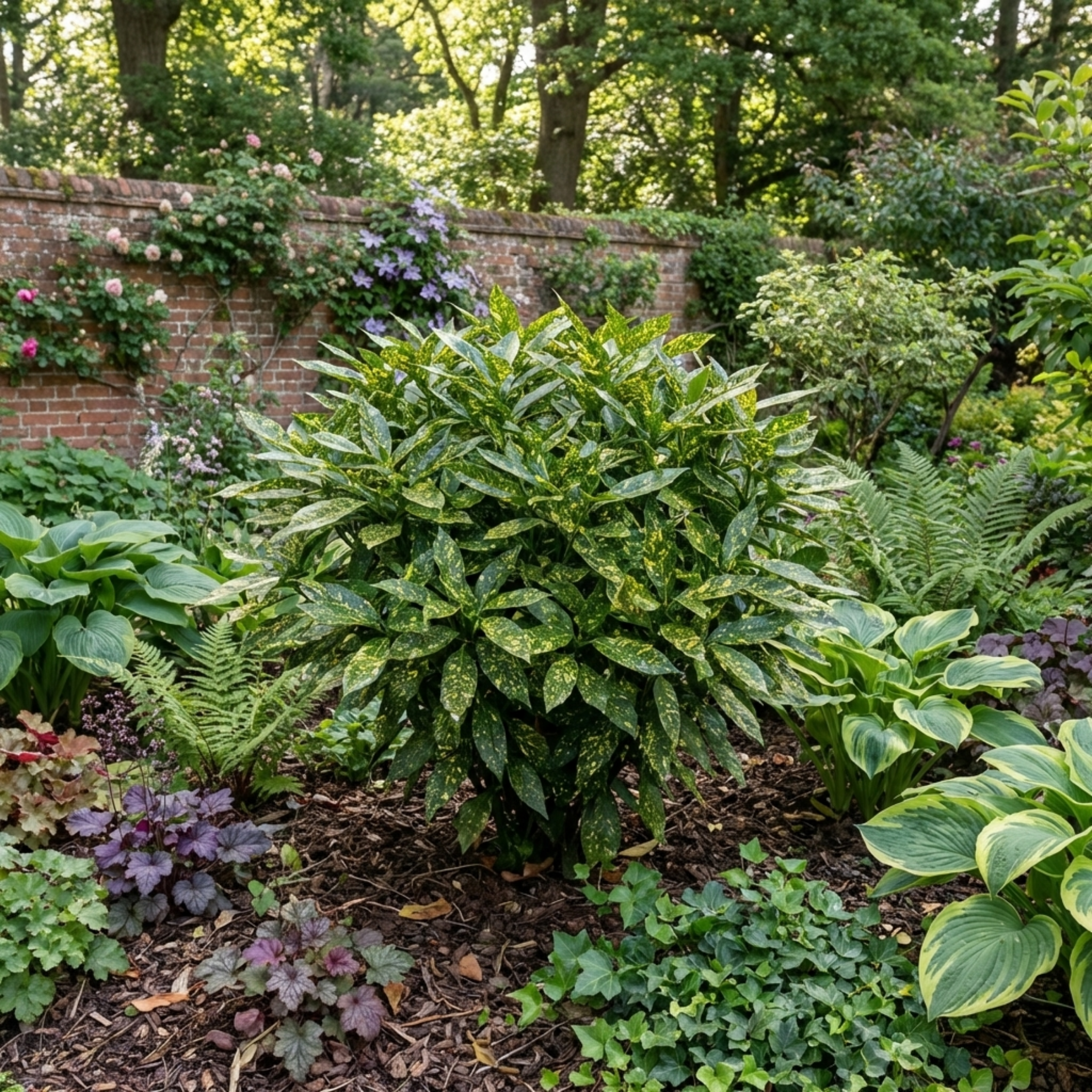 Aucuba ‘Japonica Variegata Spotted Laurel’ — Evergreen Shrub, 2L Pot