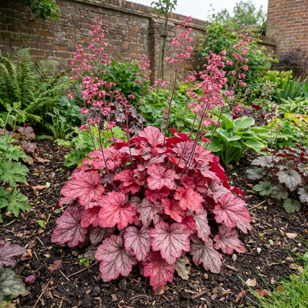 Heuchera ‘Pink Fizz’ — Hardy Evergreen Perennial, Bee-Friendly, 17cm Pot